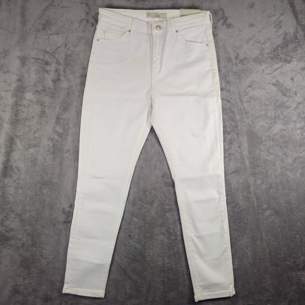 Topshop Jeans Womens 32x30 White Jamie High Waist Skinny Ankle Moto 02K04MIND